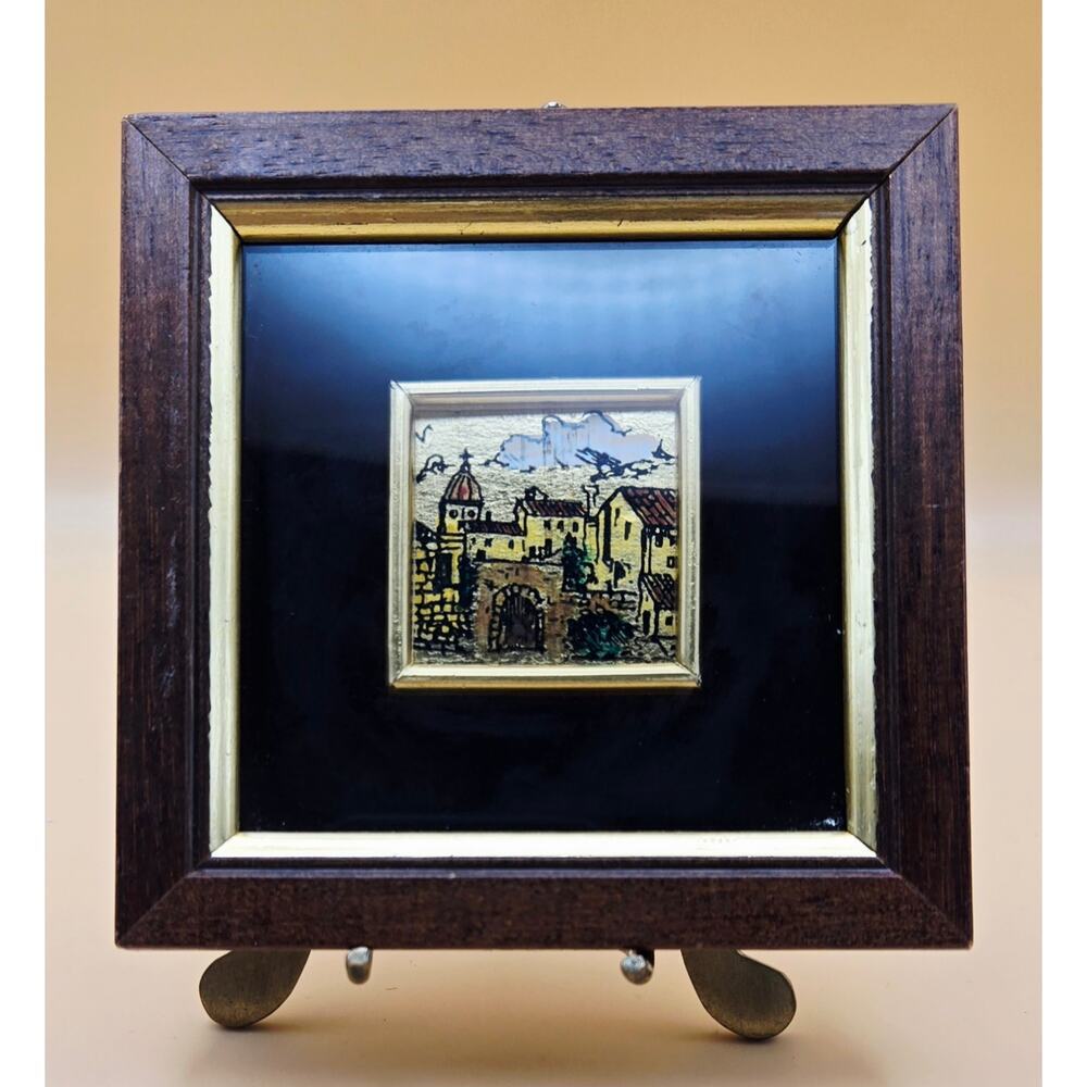 Vintage Gold Leaf Painting, Italian Crafted Frame Mini Art